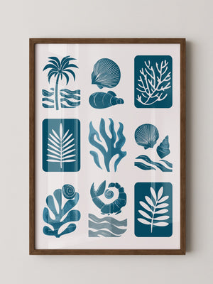 Maritime Motive Blau