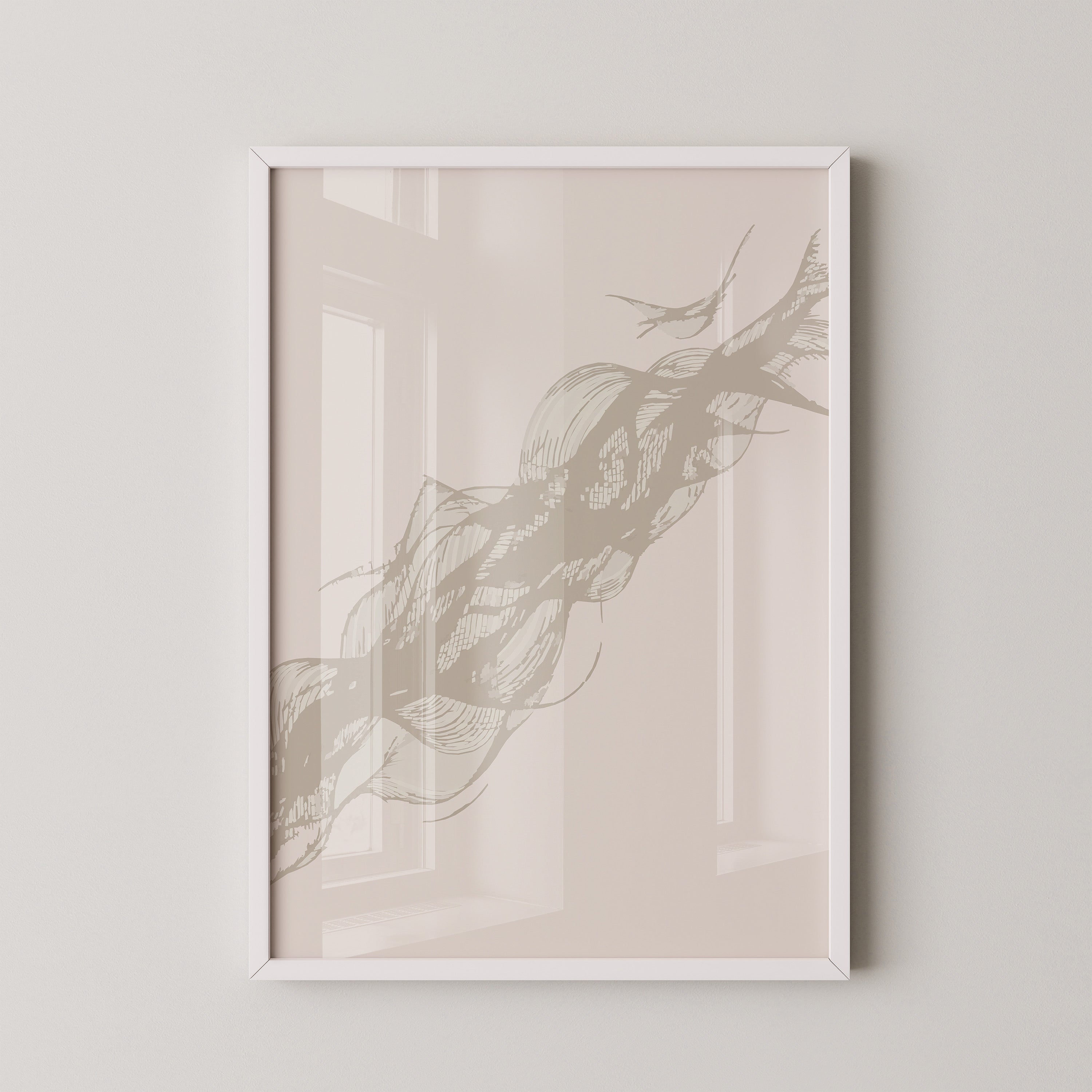 Abstrakte Wellenzeichnung beige