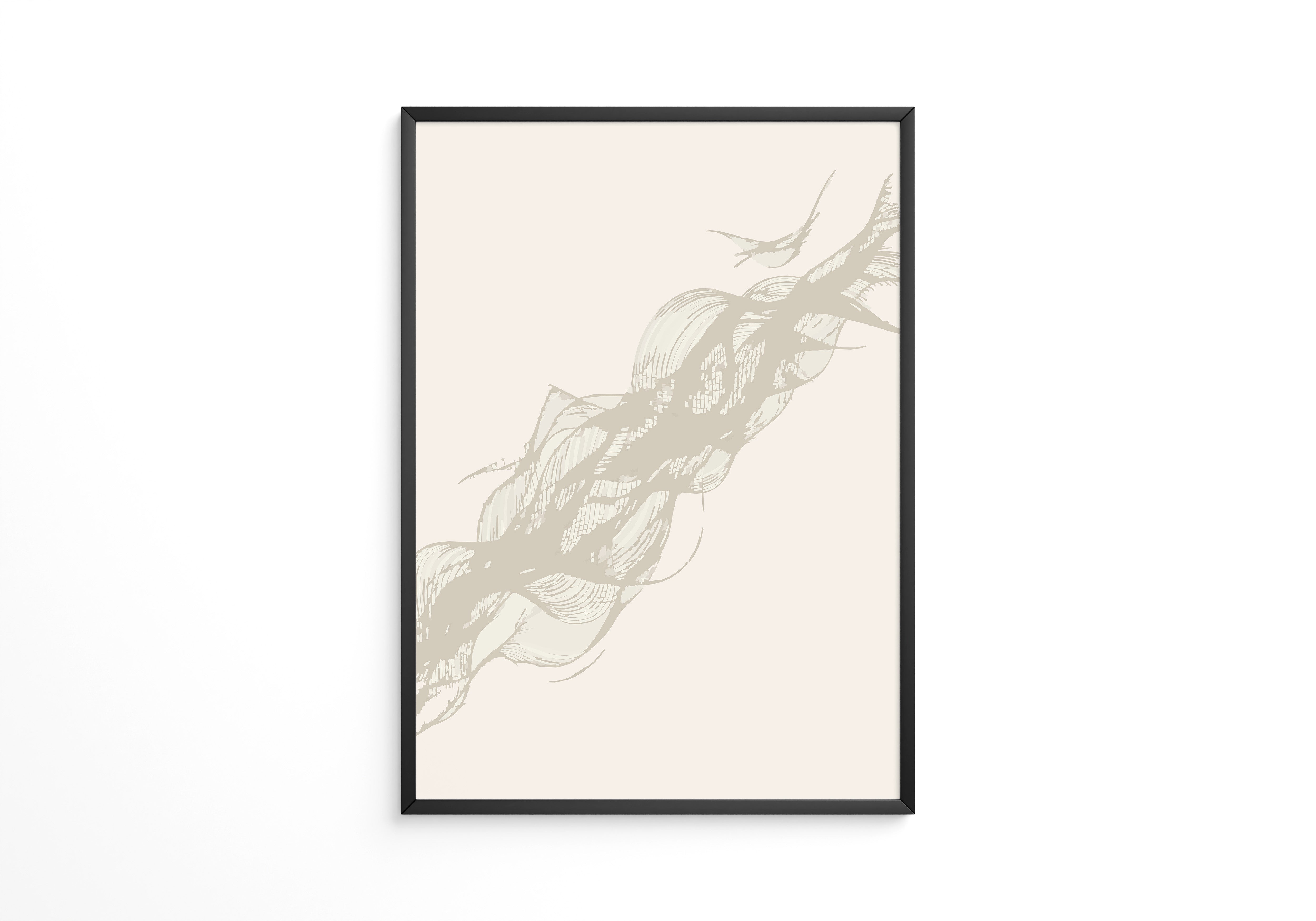 Abstrakte Wellenzeichnung beige