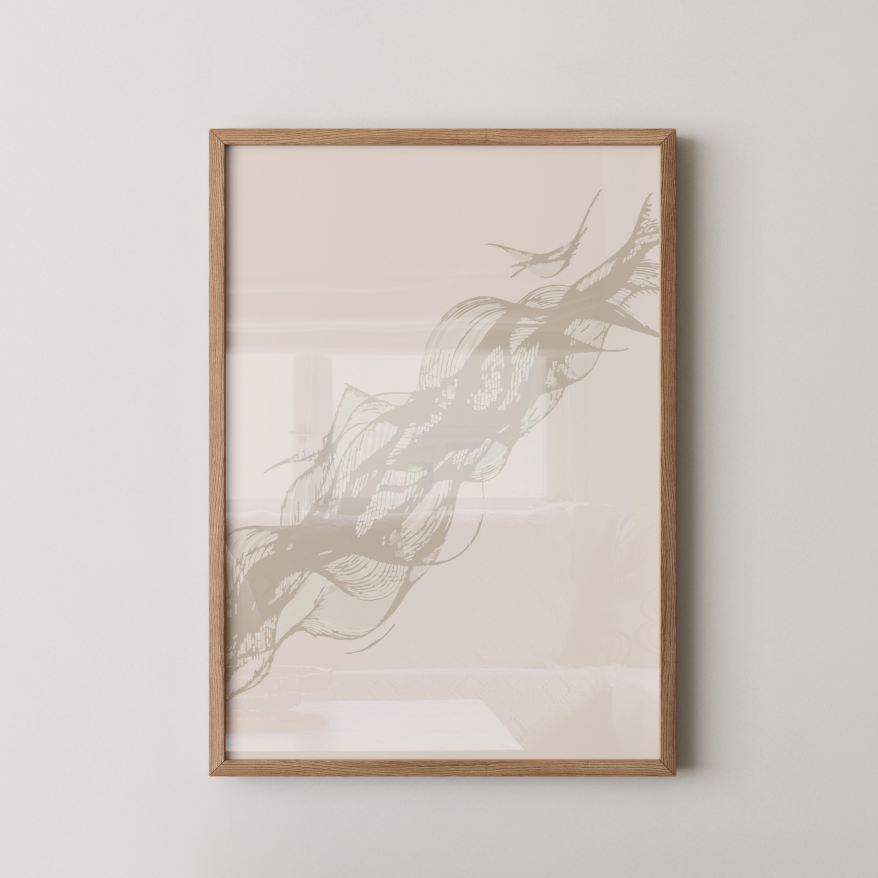 Abstrakte Wellenzeichnung beige