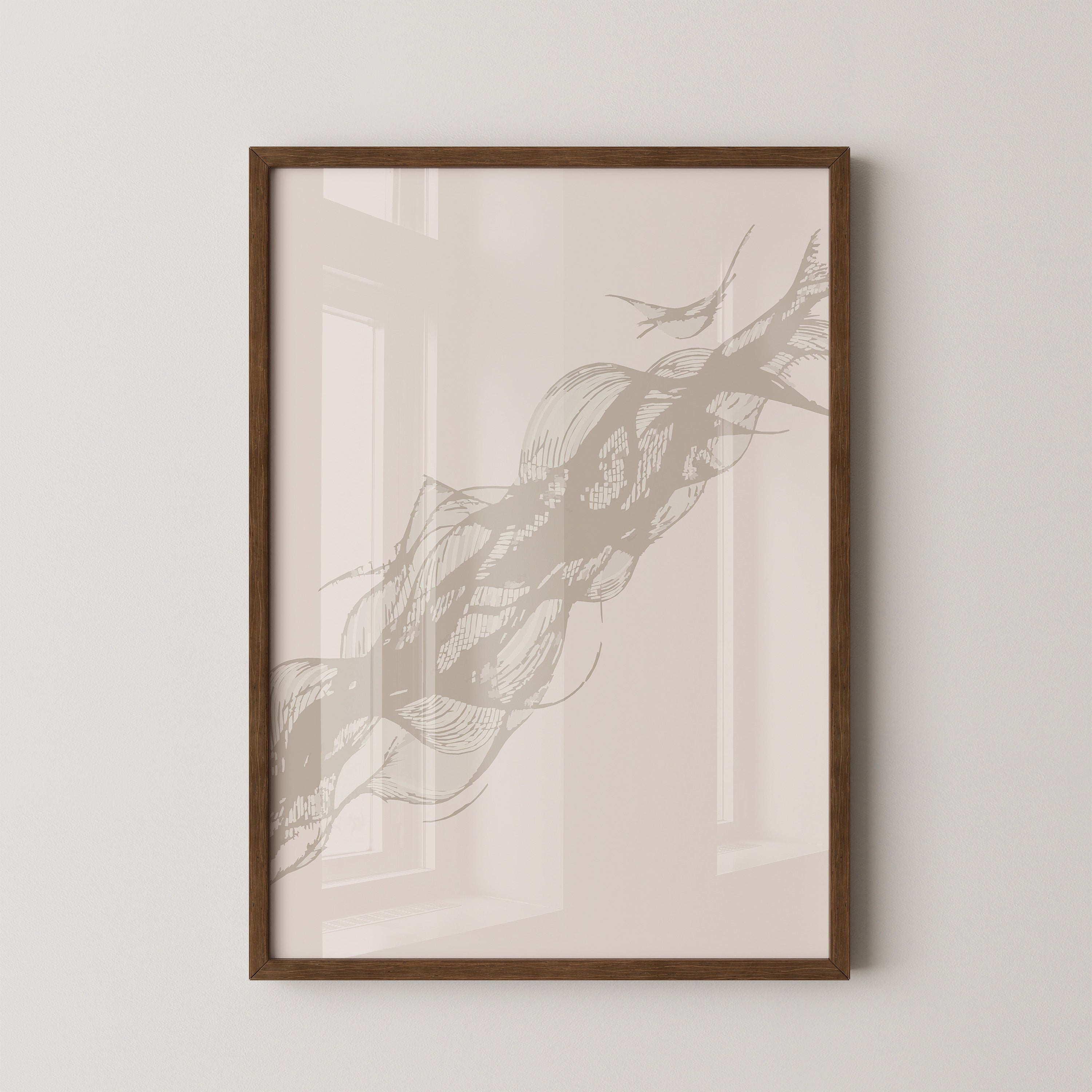 Abstrakte Wellenzeichnung beige