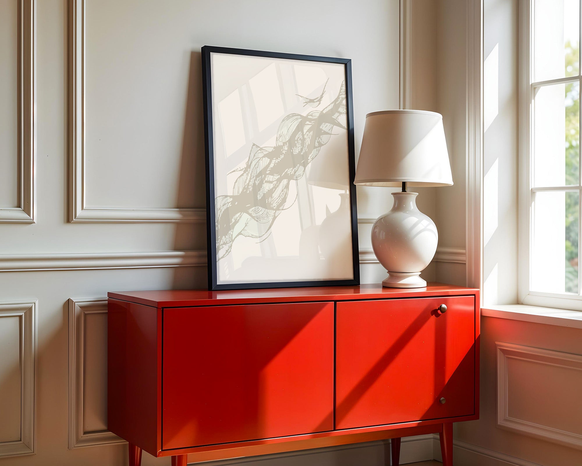 Abstrakte Wellenzeichnung beige