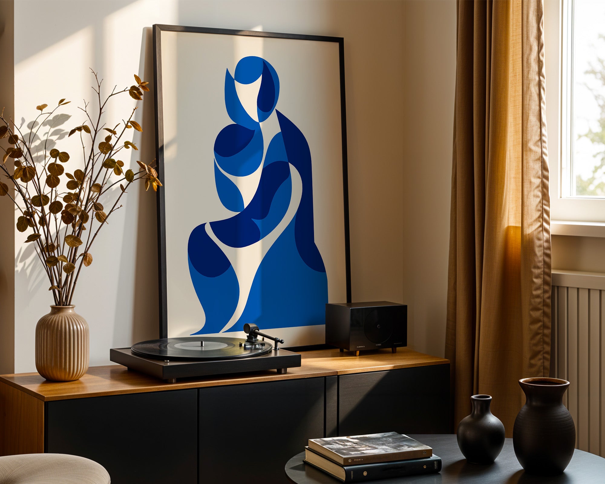 Abstrakte Figur Blautöne