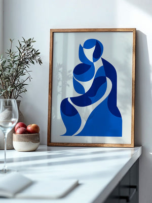 Abstrakte Figur Blautöne
