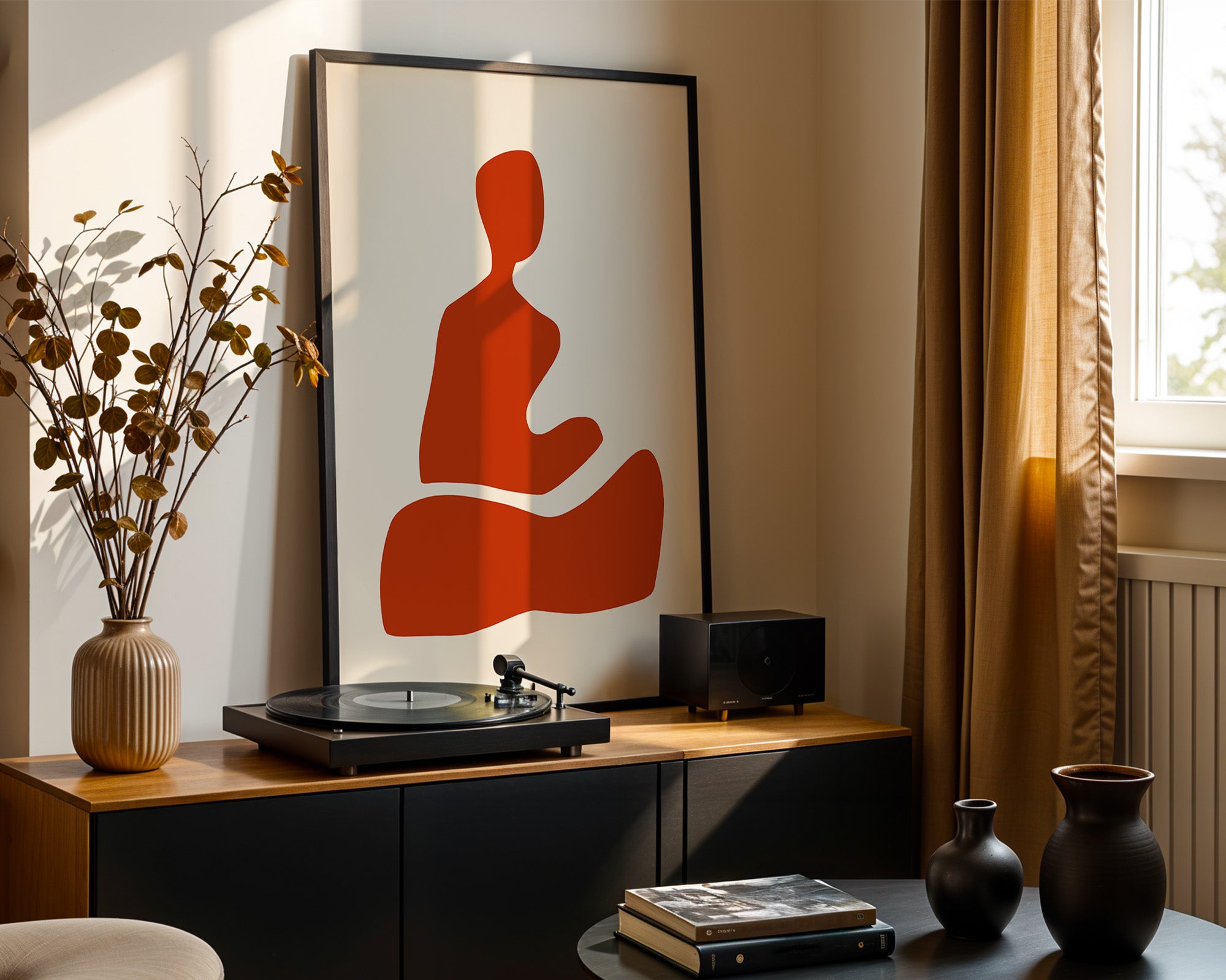 Meditation Figur Rot Minimalistisch