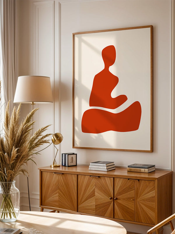 Meditation Figur Rot Minimalistisch