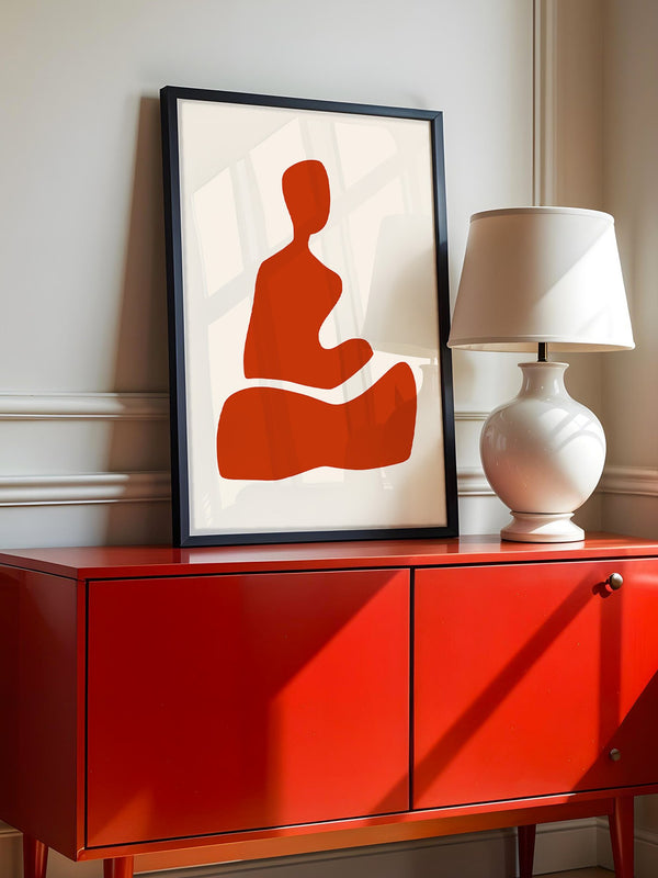 Meditation Figur Rot Minimalistisch