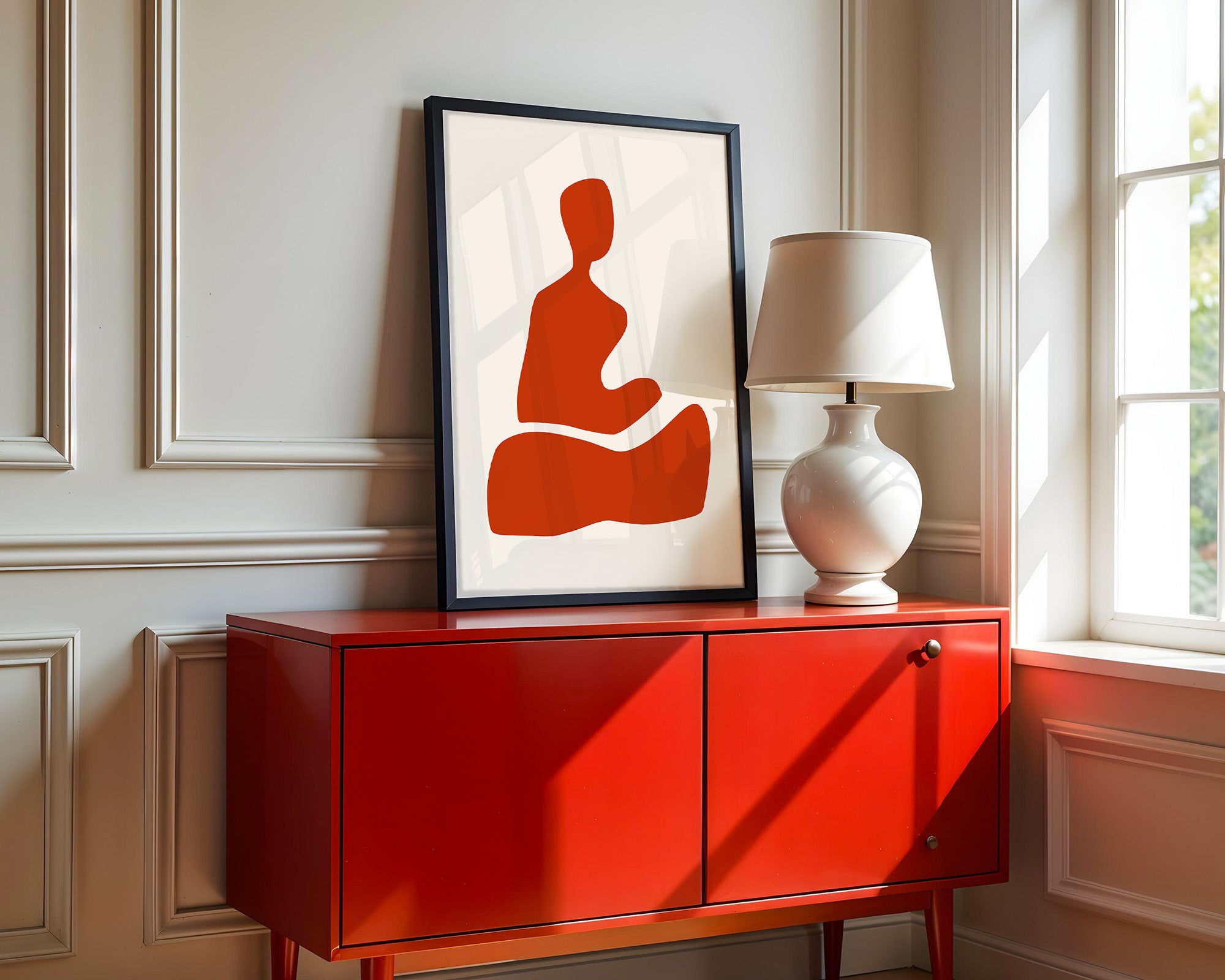 Meditation Figur Rot Minimalistisch