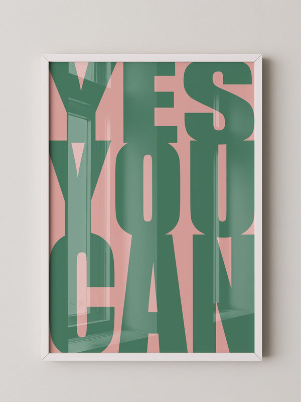 YES YOU CAN Typografie Grün