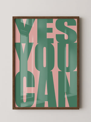 YES YOU CAN Typografie Grün