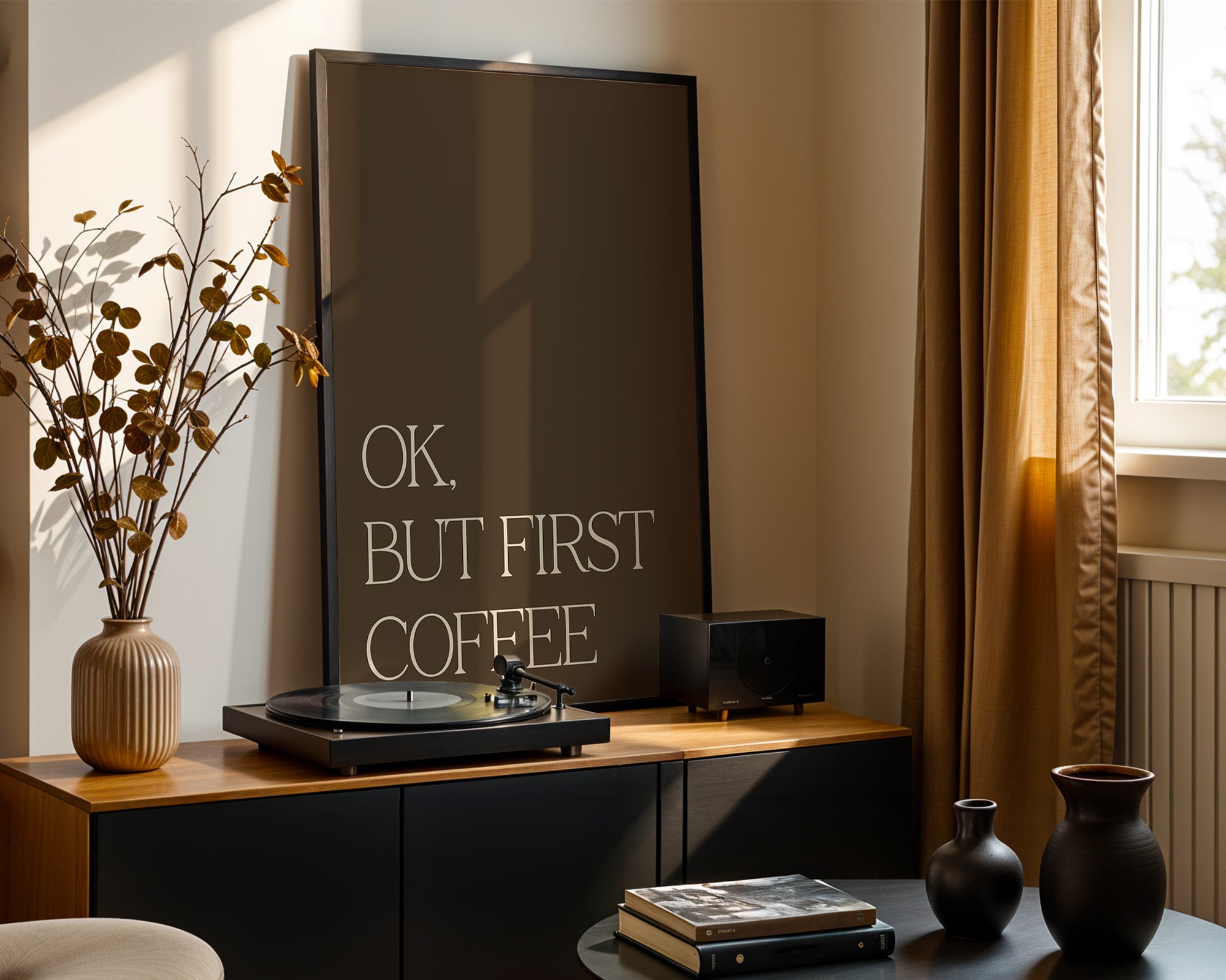 Kaffee Zitat minimalistisch braun