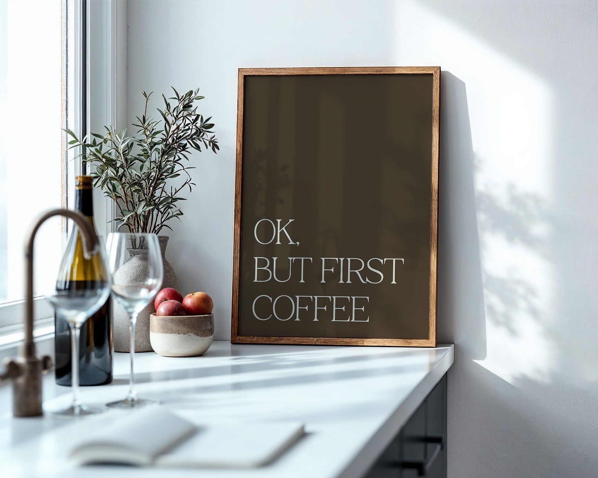 Kaffee Zitat minimalistisch braun