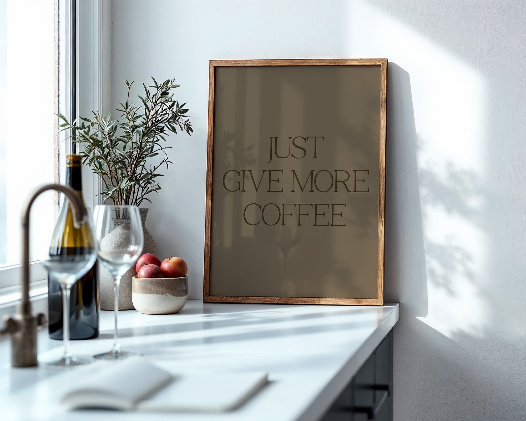 Kaffee Spruch Minimalistisch Braun