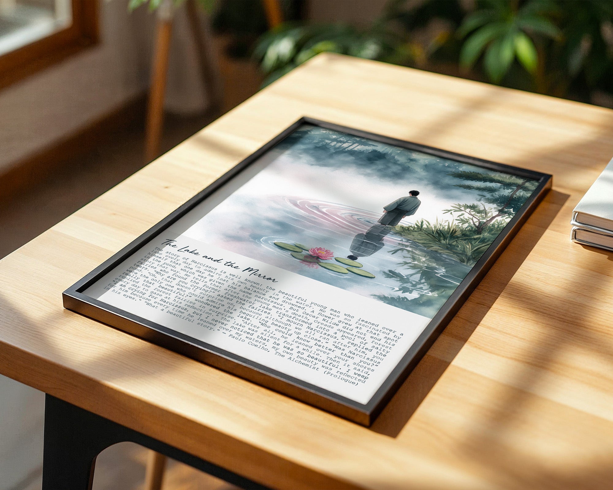 Mann See Reflexion pastellfarben