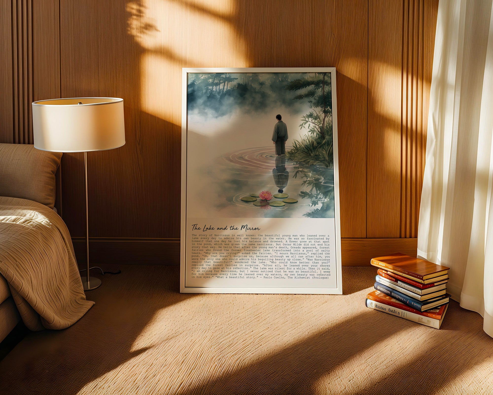 Mann See Reflexion pastellfarben