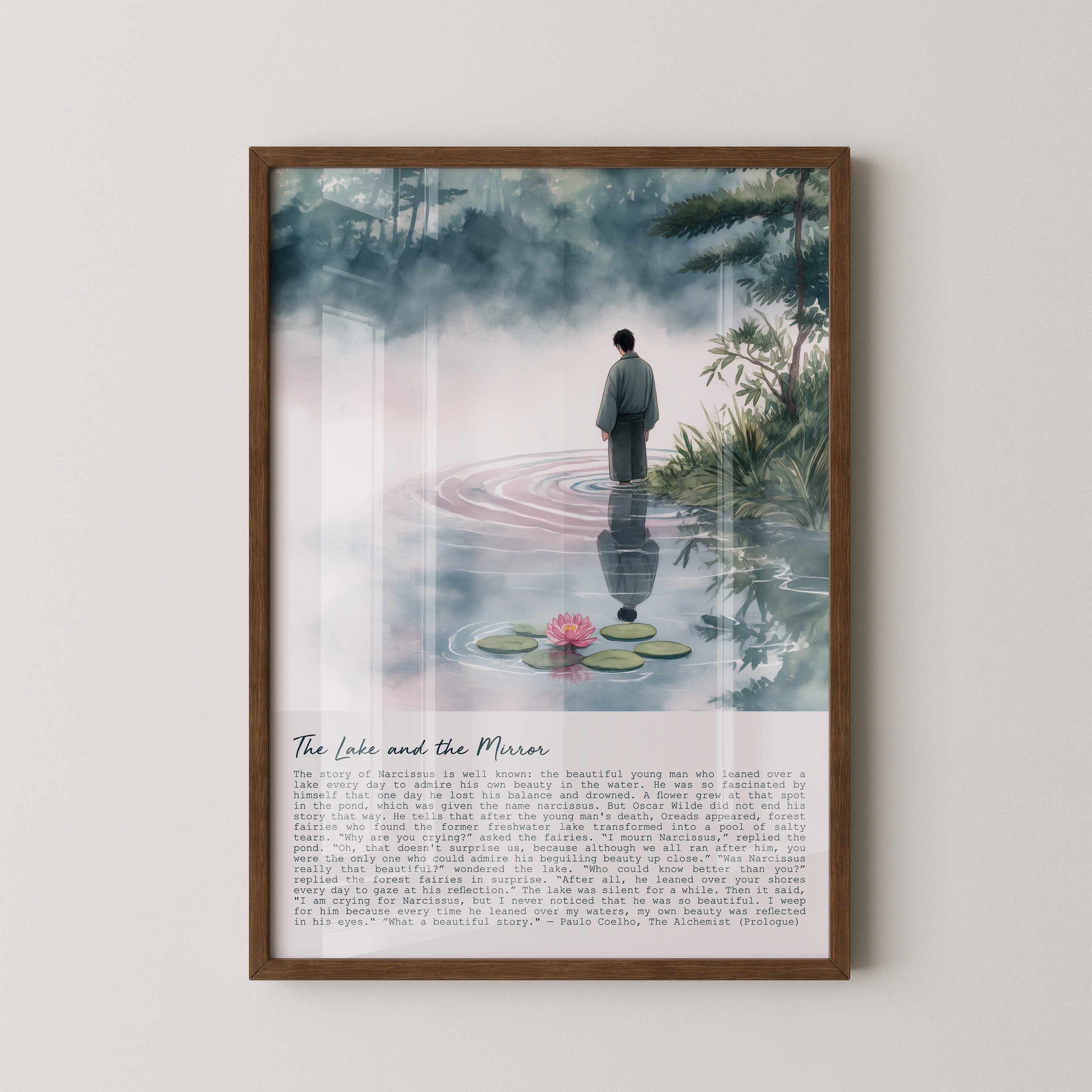 Mann See Reflexion pastellfarben