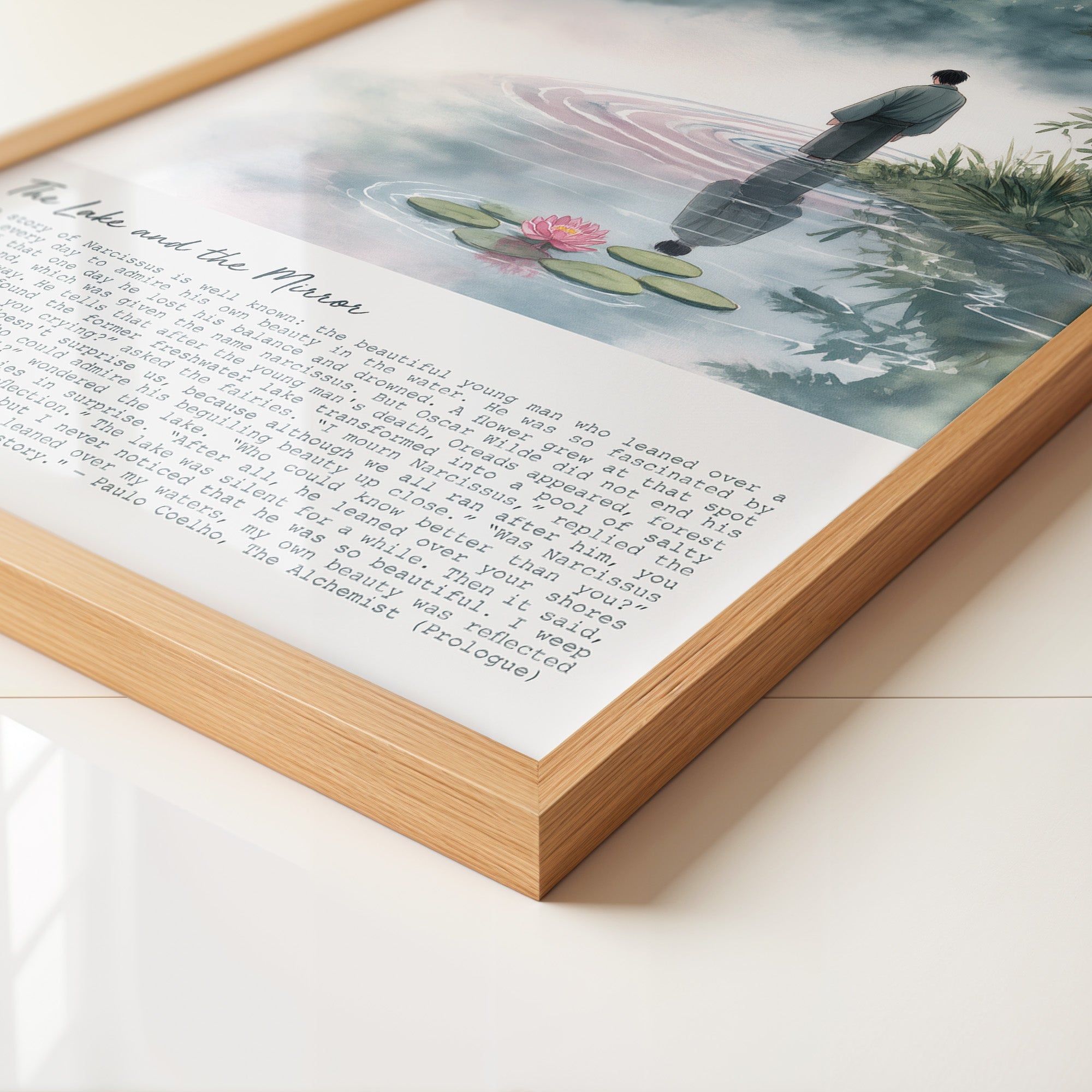 Mann See Reflexion pastellfarben