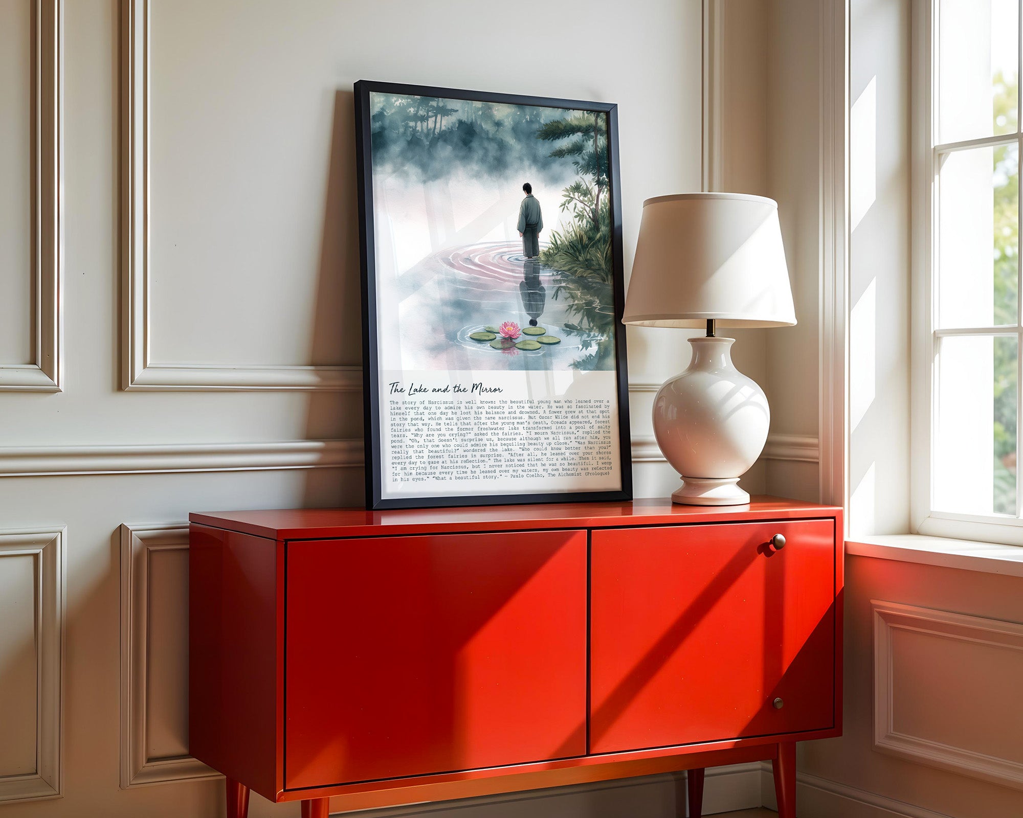 Mann See Reflexion pastellfarben