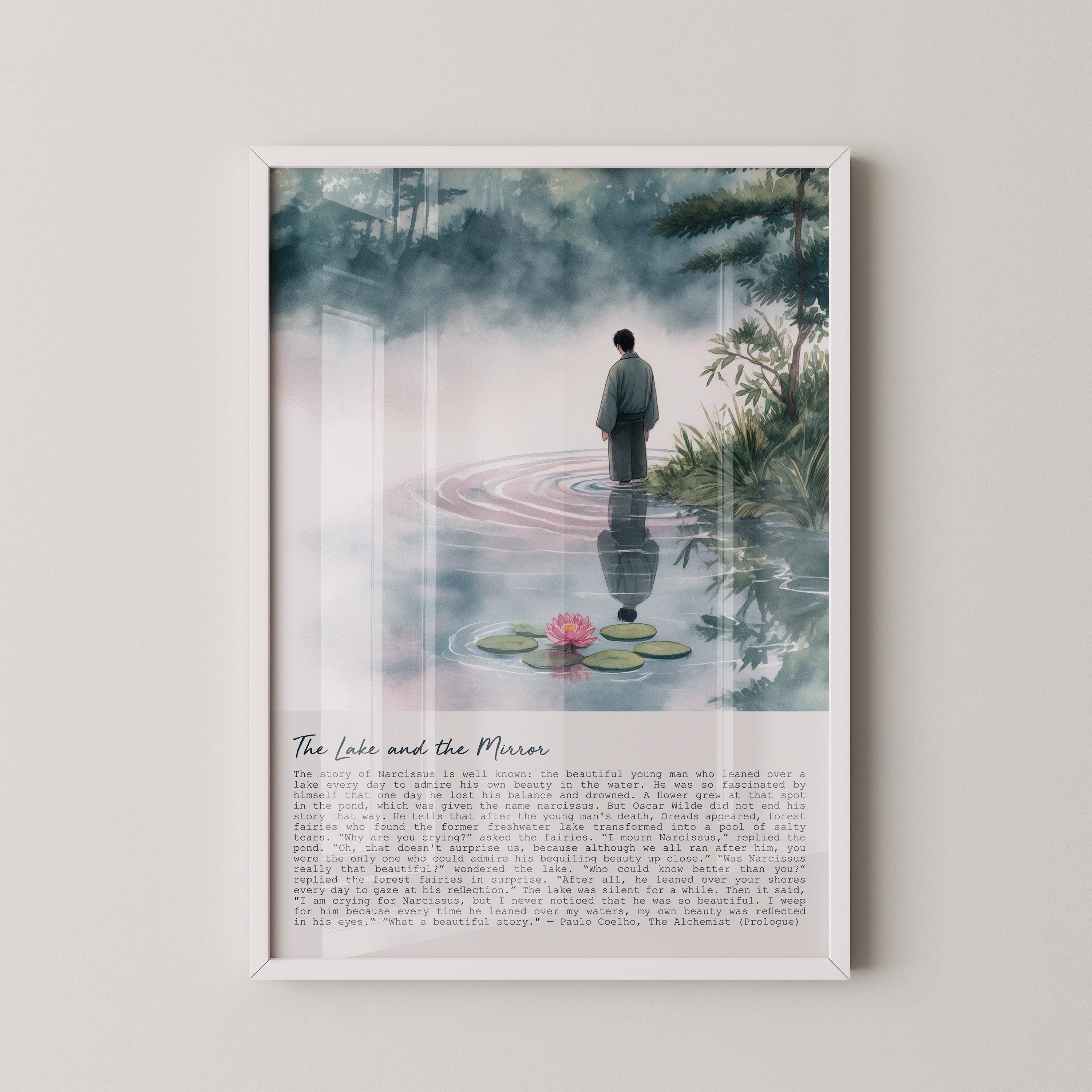 Mann See Reflexion pastellfarben