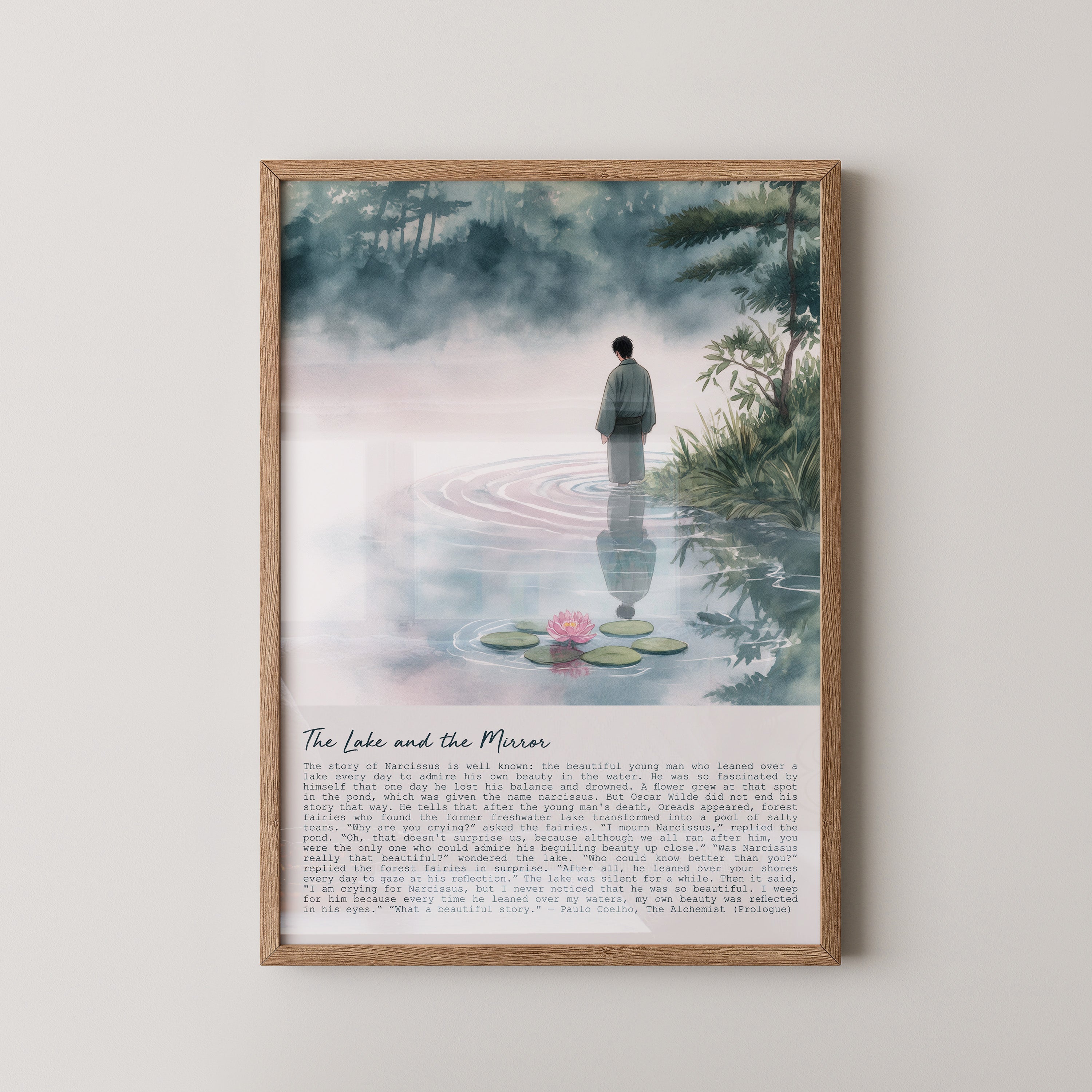 Mann See Reflexion pastellfarben