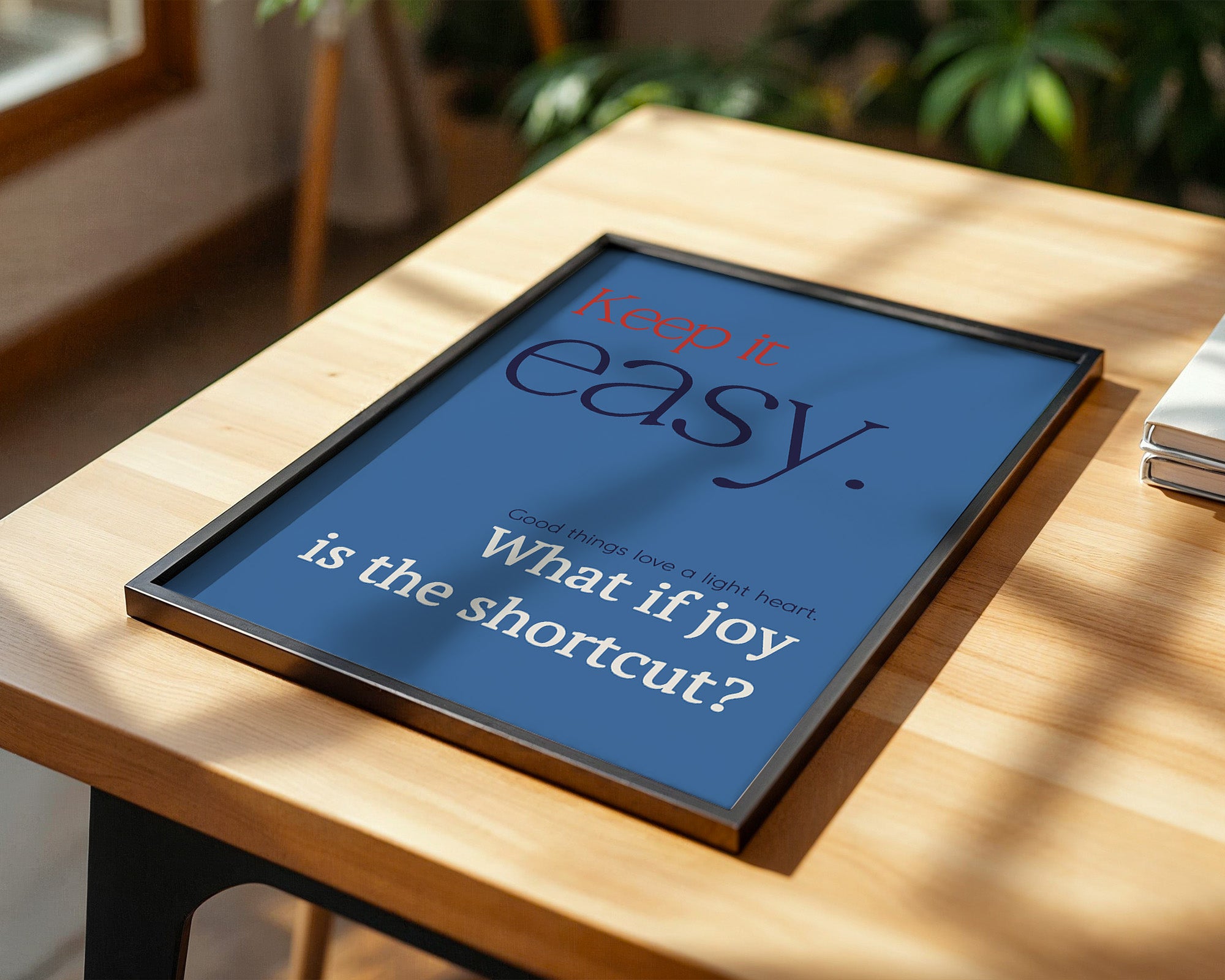 Keep it easy Typografie blau