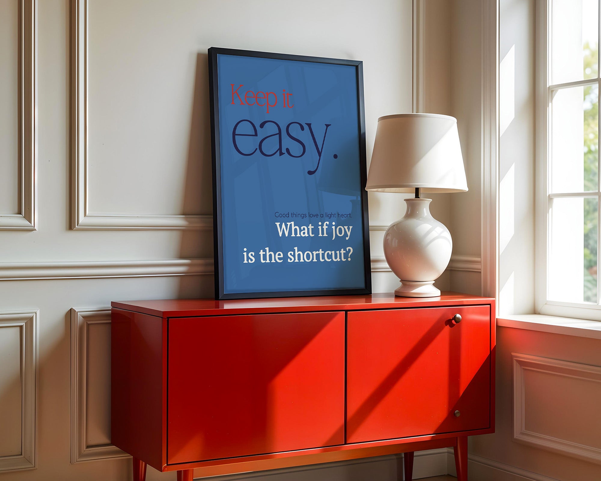 Keep it easy Typografie blau