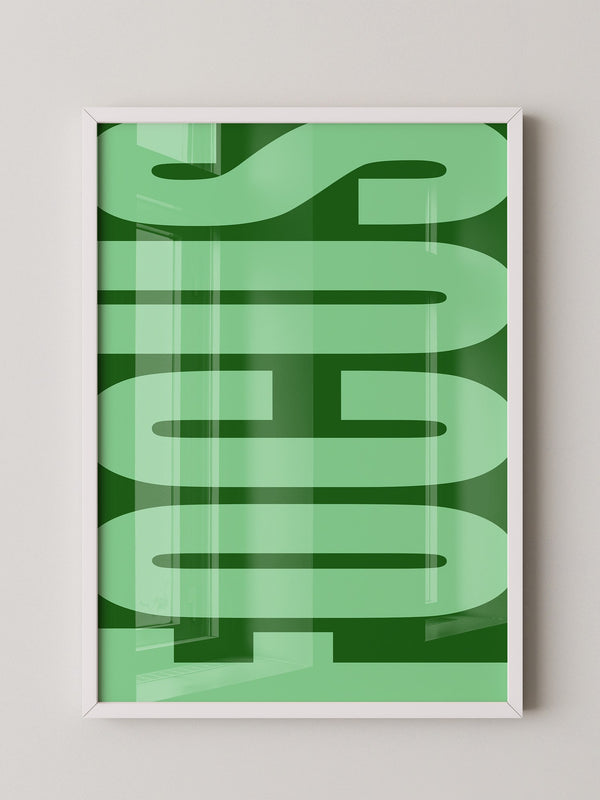 Grüne Buchstaben Typografie