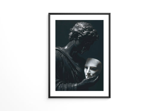 Skulptur Maske Schwarz-Weiß