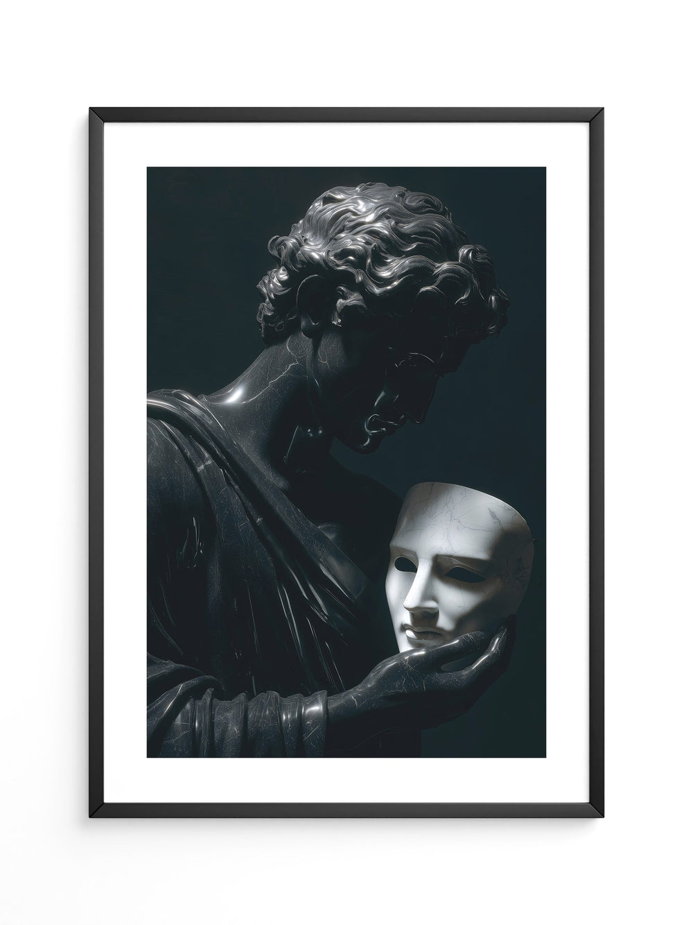 Skulptur Maske Schwarz-Weiß