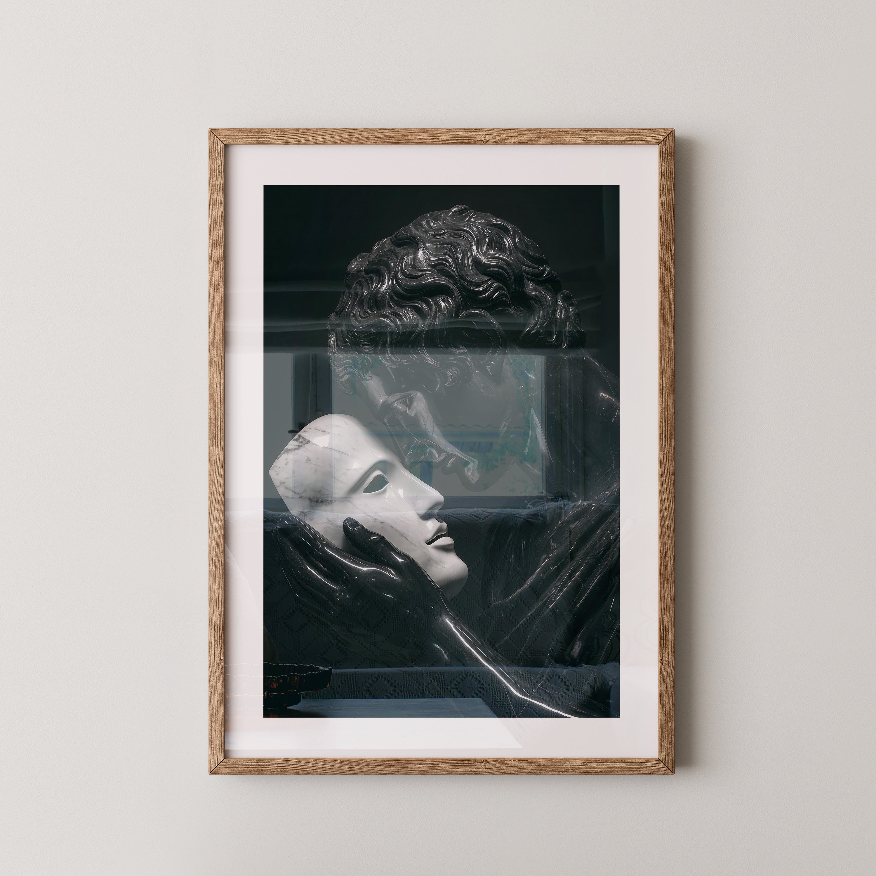 Marmorstatue Maske Dunkelheit