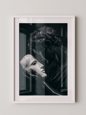 Marmorstatue Maske Dunkelheit