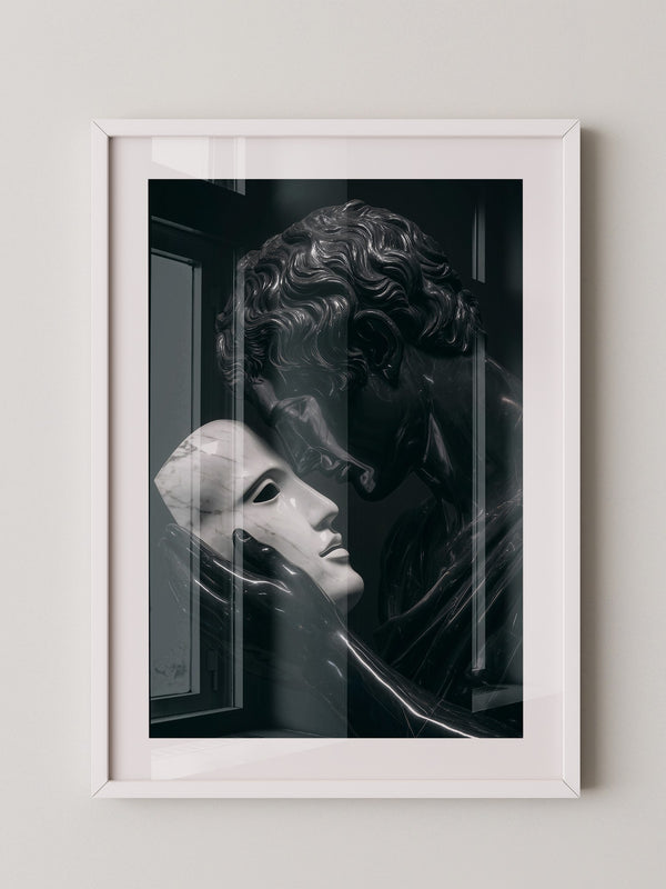 Marmorstatue Maske Dunkelheit