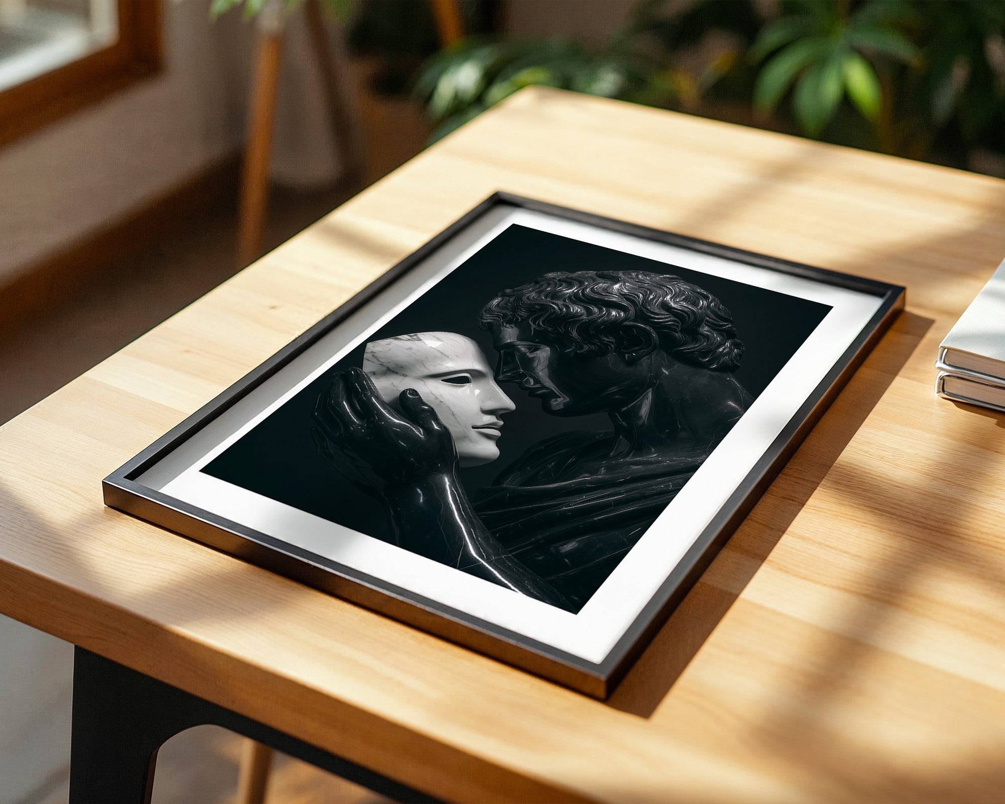 Marmorstatue Maske Dunkelheit