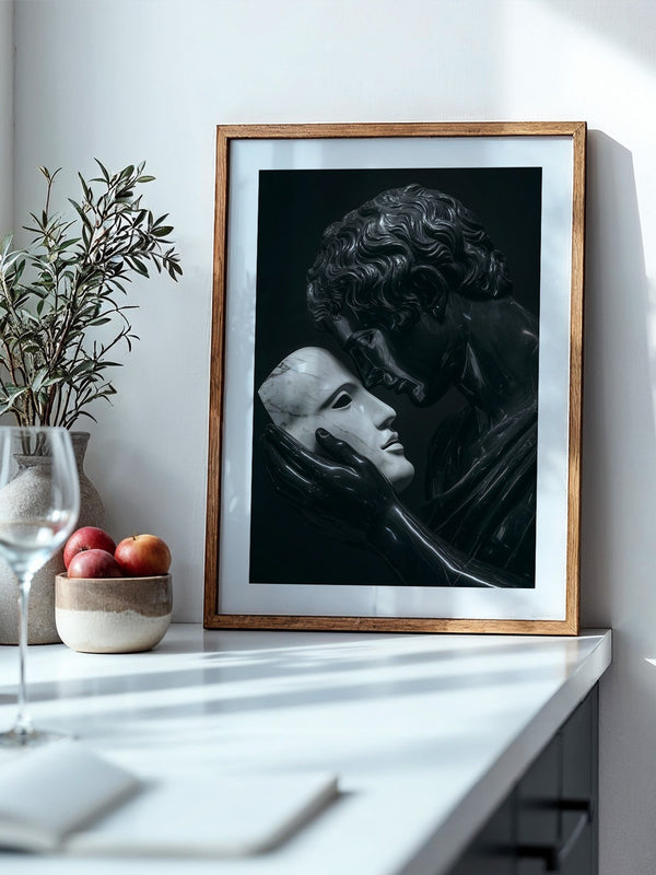 Marmorstatue Maske Dunkelheit