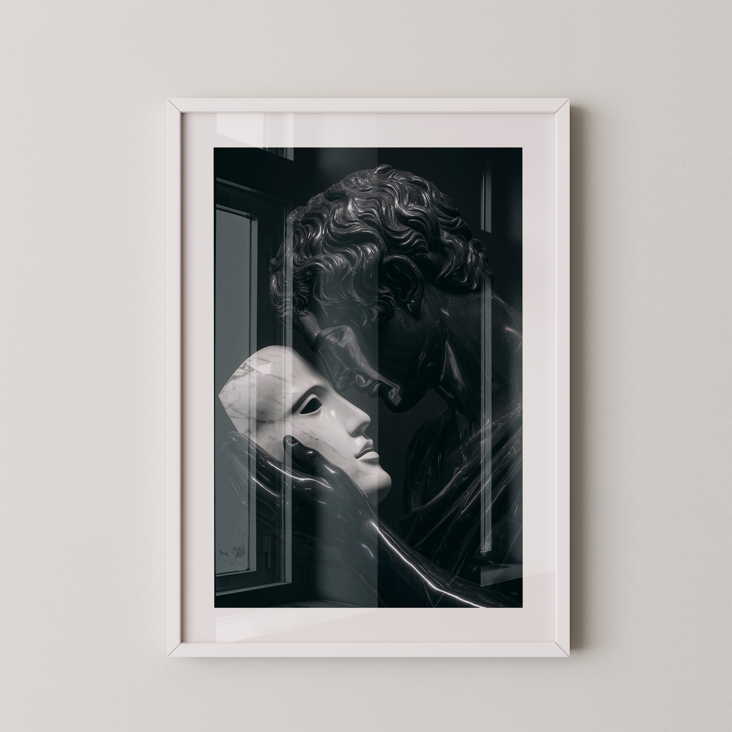 Marmorstatue Maske Dunkelheit