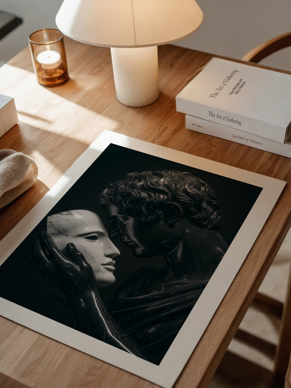 Marmorstatue Maske Dunkelheit