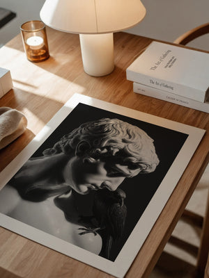 Skulptur Rabe Schwarzweiß