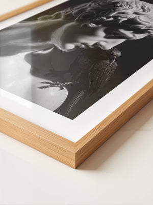 Skulptur Rabe Schwarzweiß