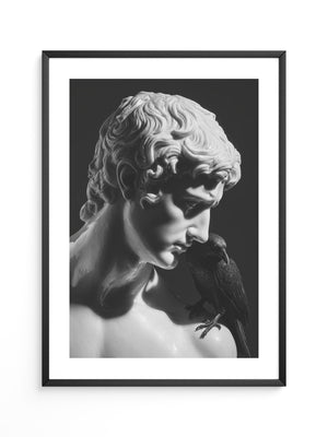 Skulptur Rabe Schwarzweiß