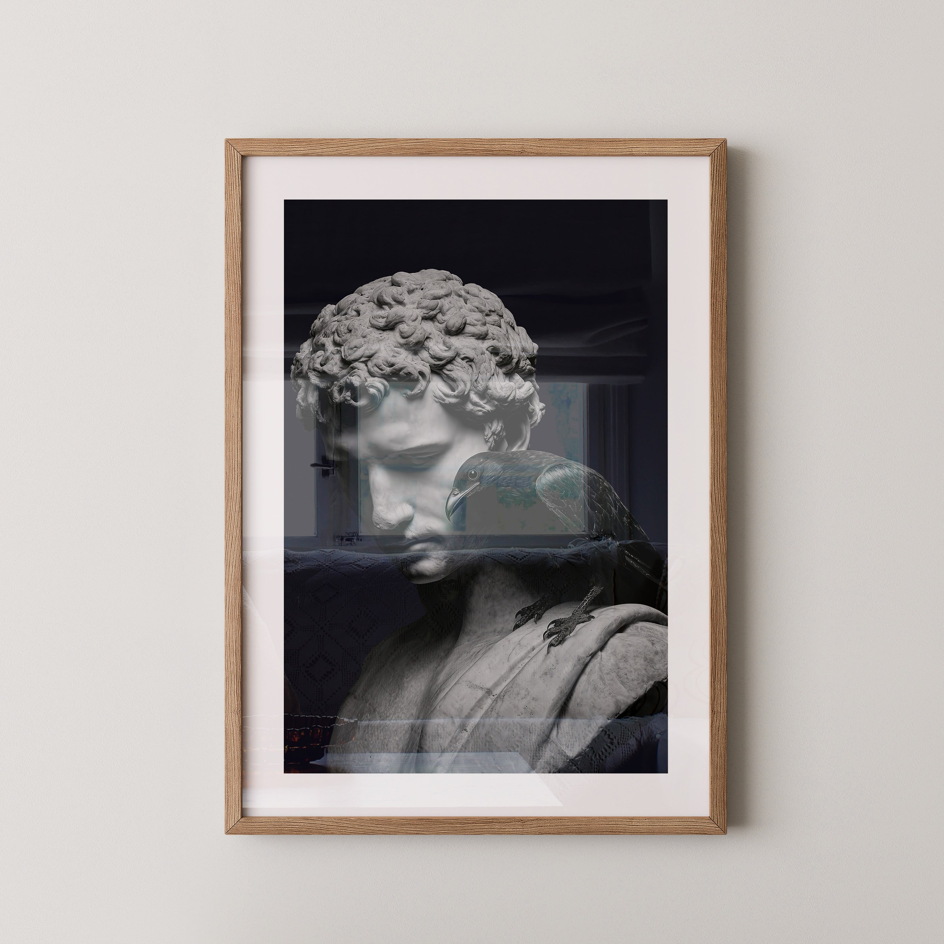 Büste mit Rabe Schattenkunst