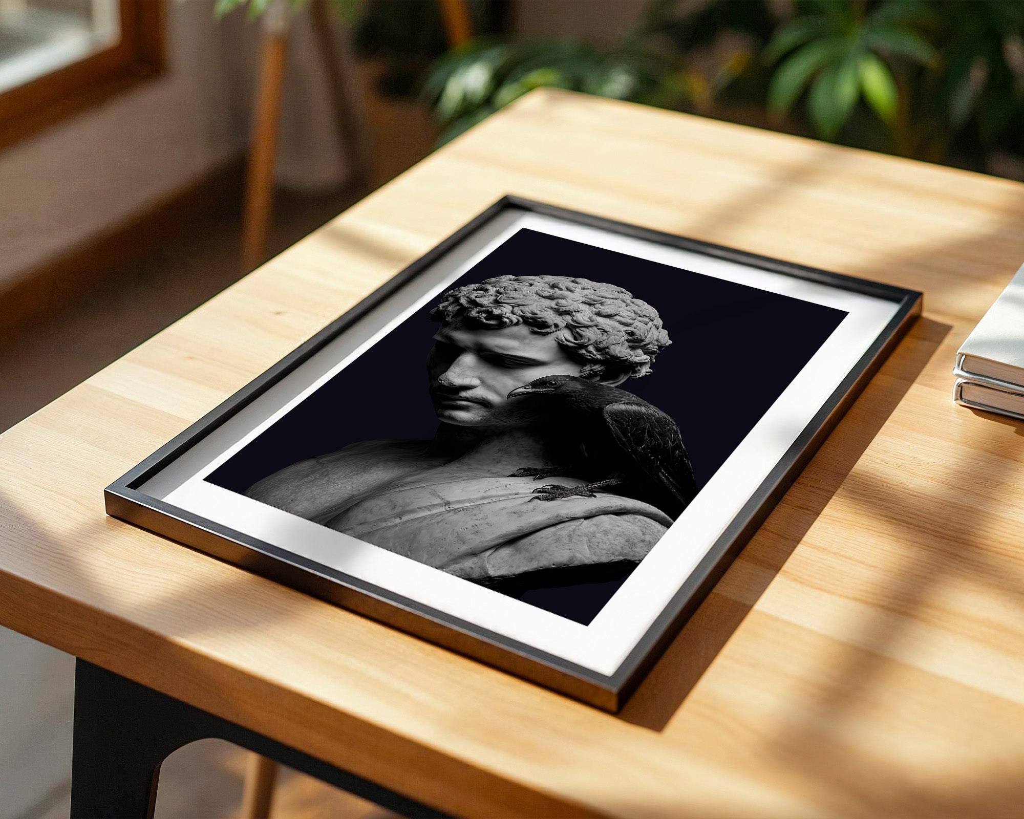 Büste mit Rabe Schattenkunst