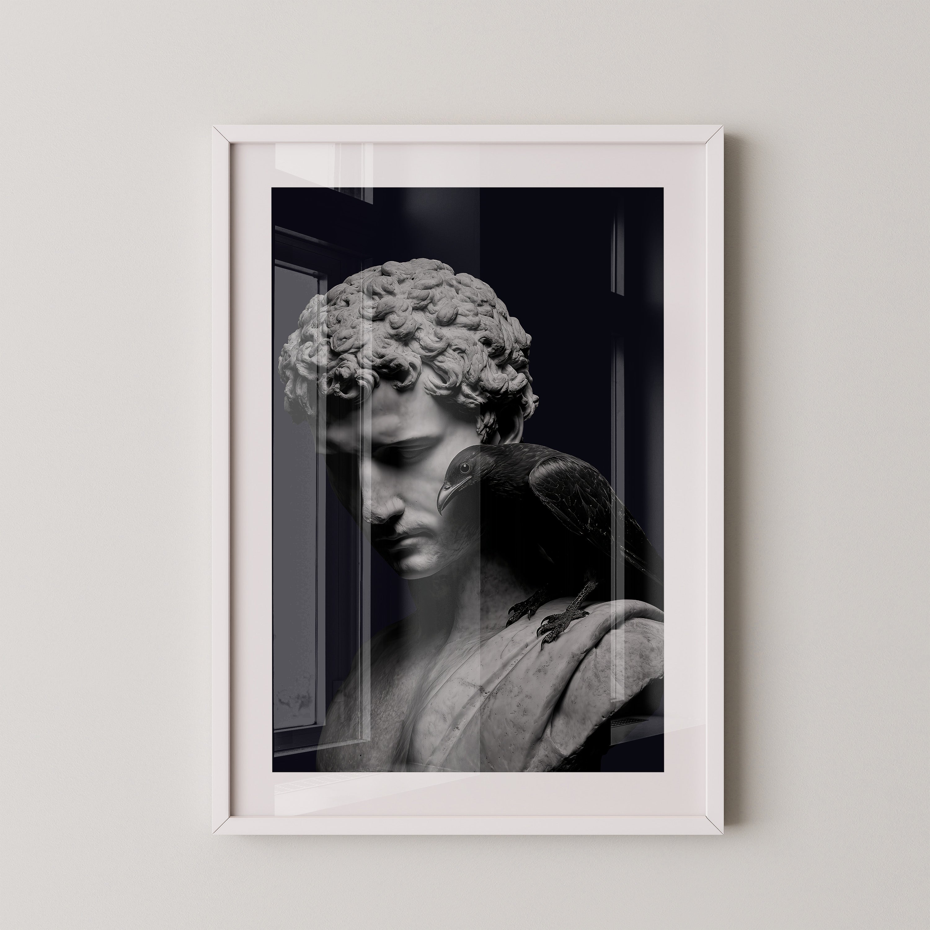 Büste mit Rabe Schattenkunst