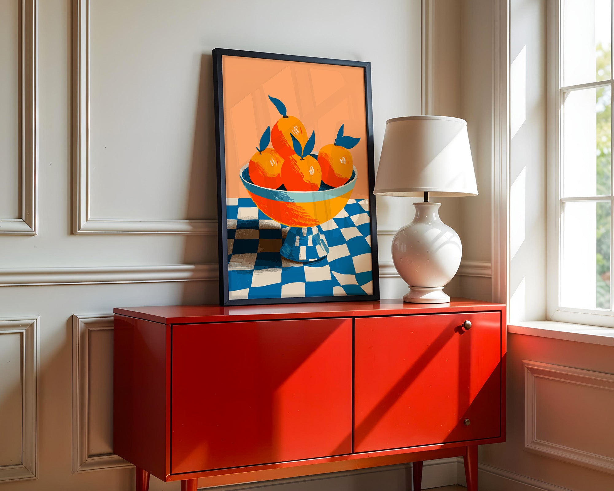 Orangen Schale Checkerboard Retro