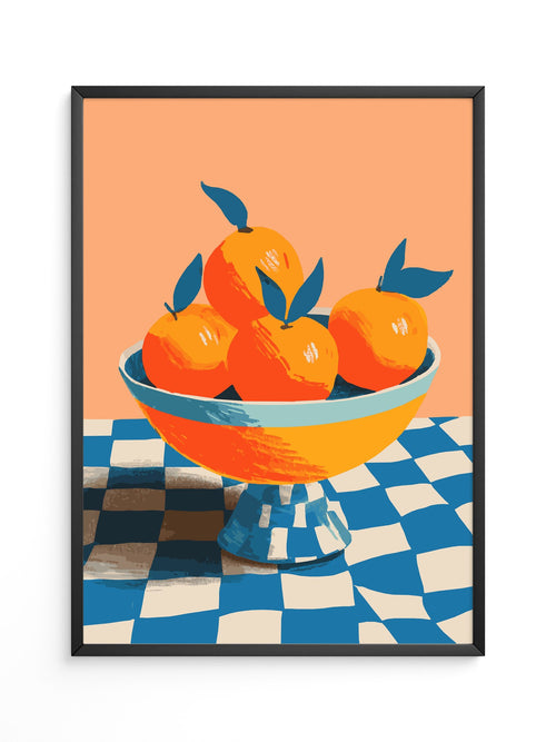 Orangen Schale Checkerboard Retro