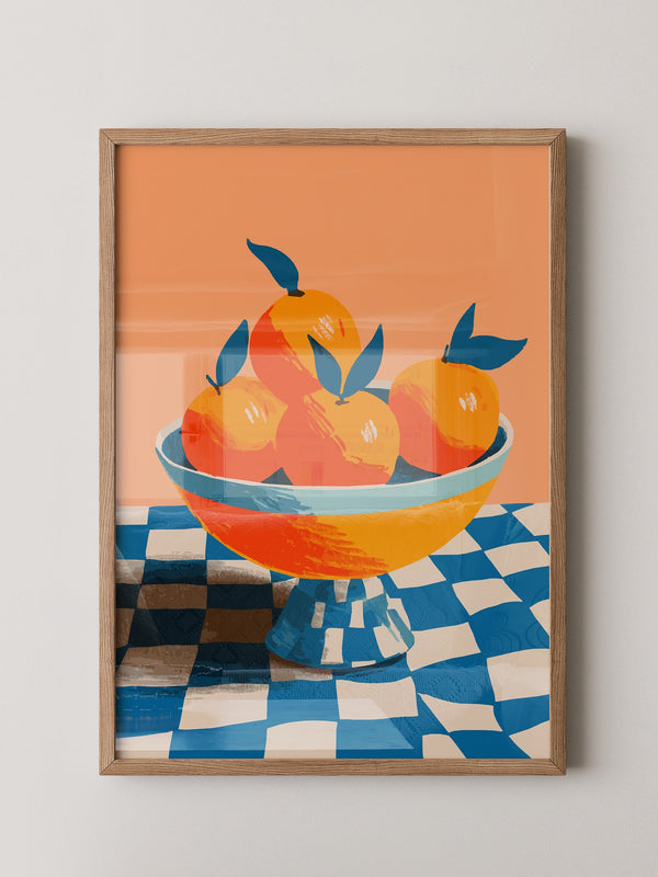 Orangen Schale Checkerboard Retro
