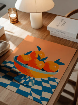 Orangen Schale Checkerboard Retro