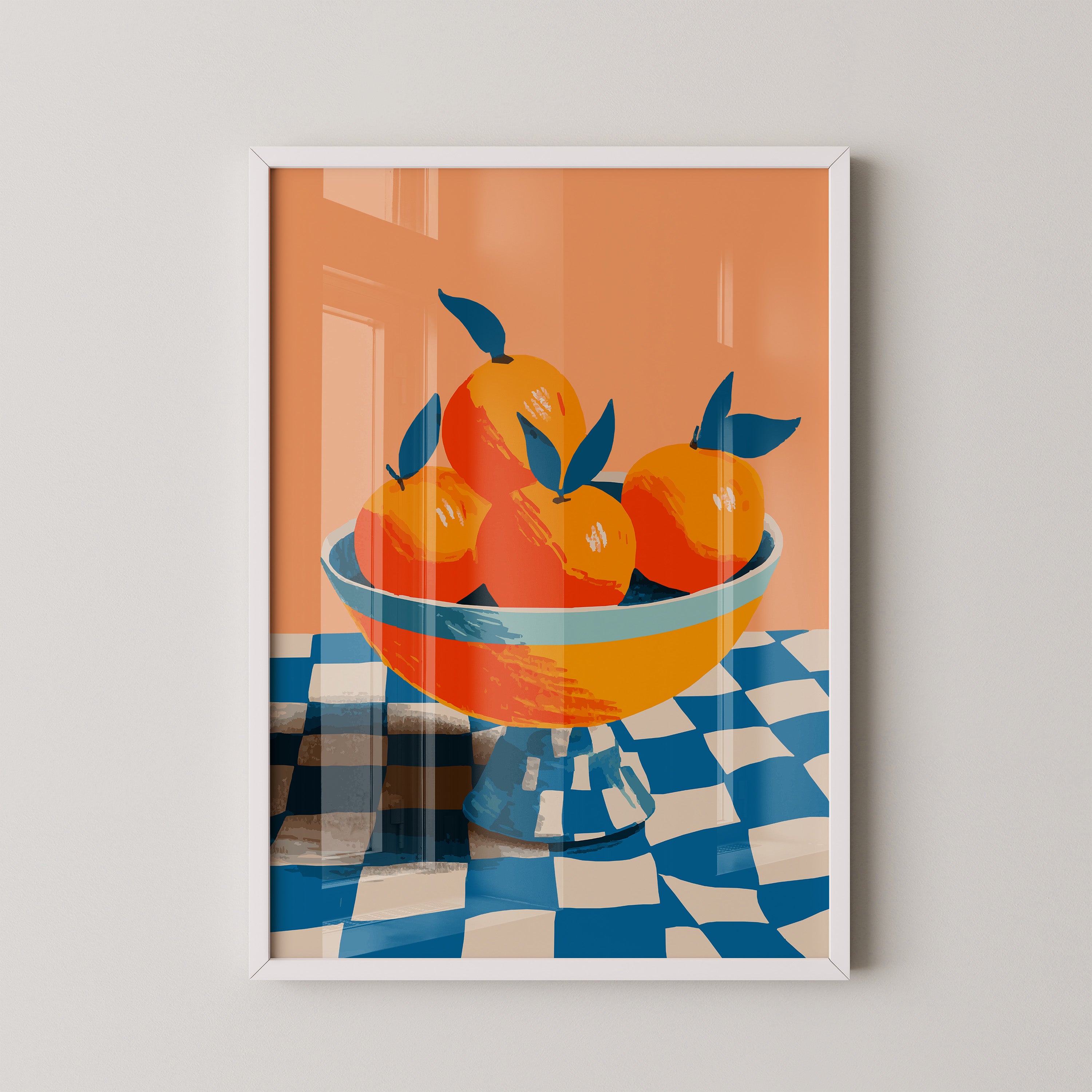 Orangen Schale Checkerboard Retro