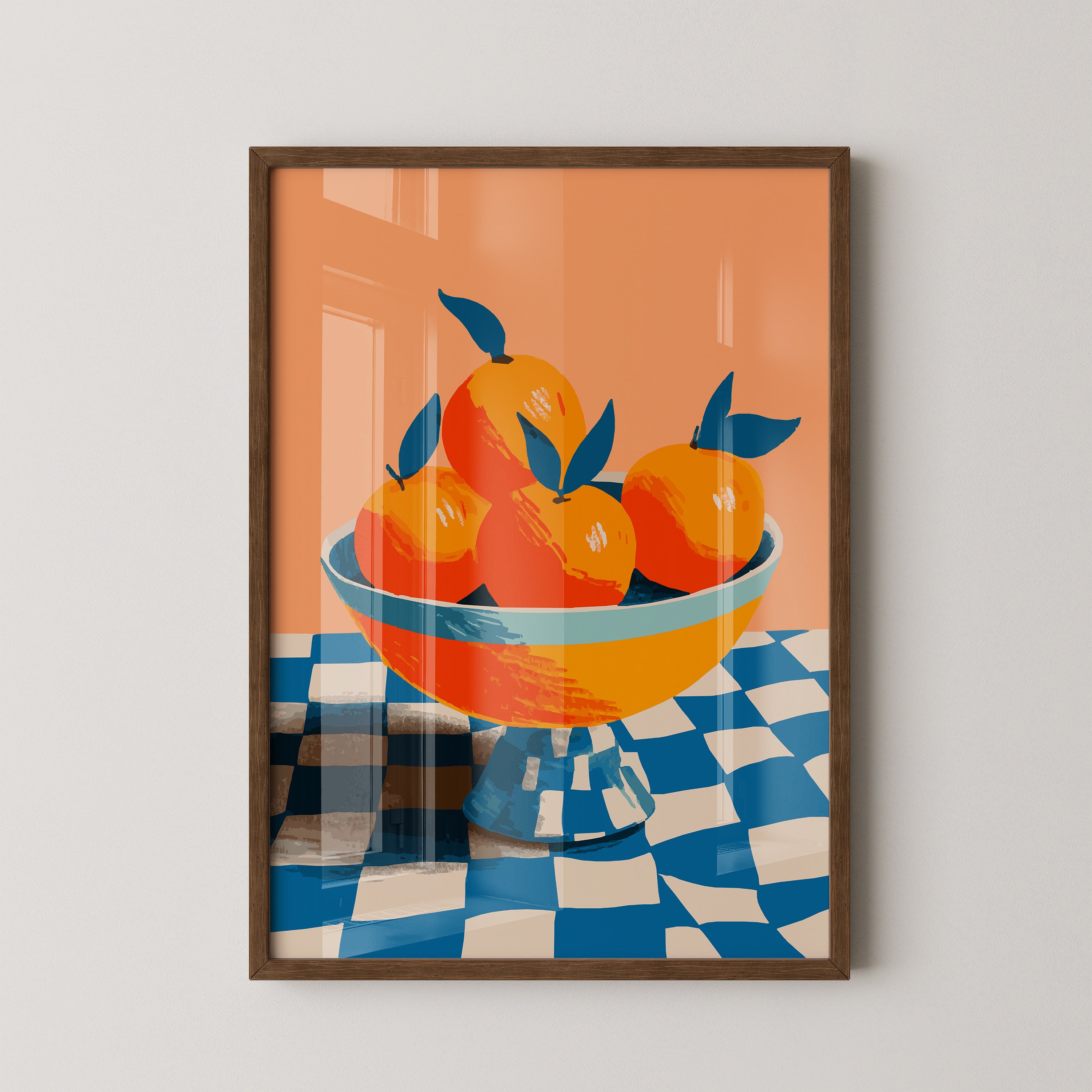 Orangen Schale Checkerboard Retro
