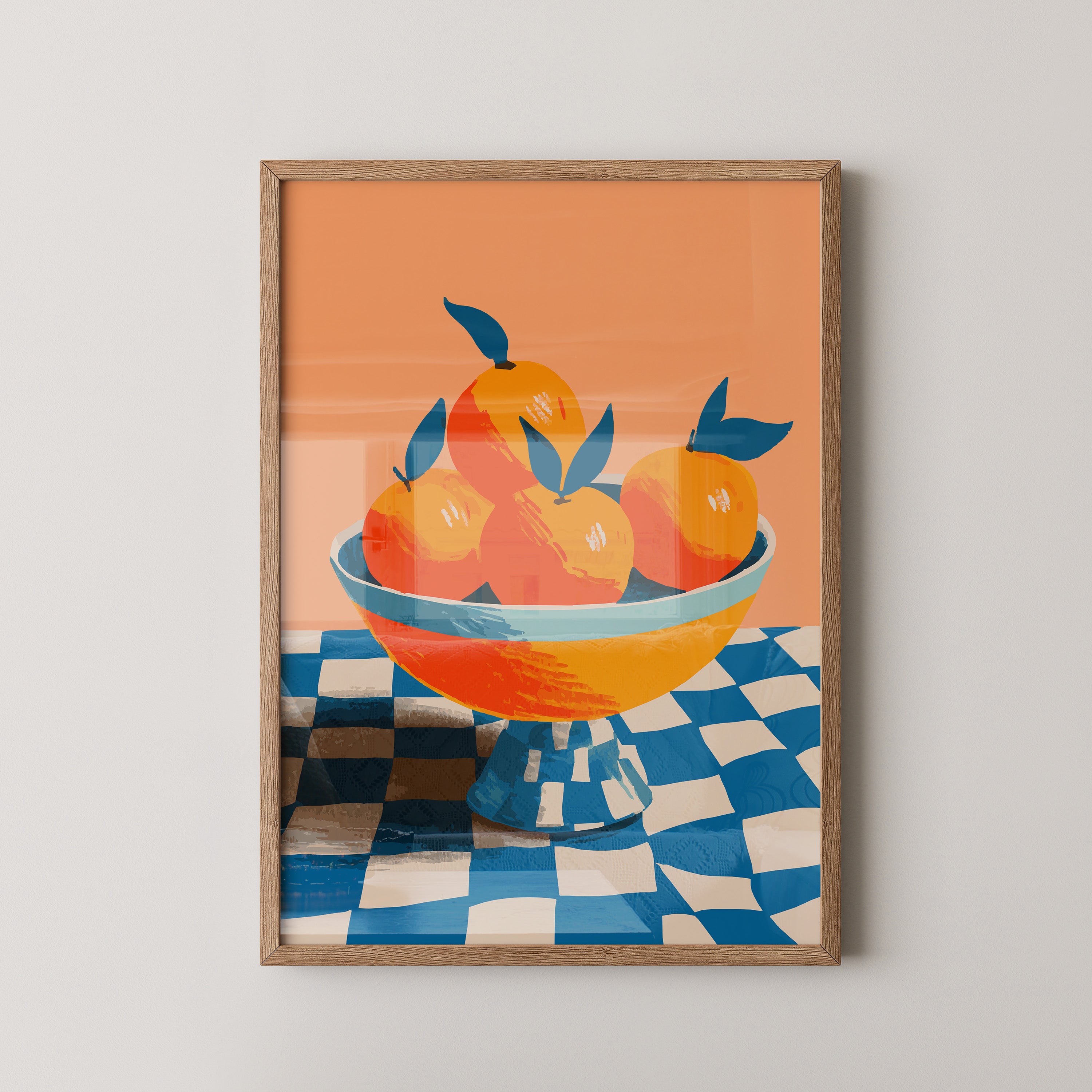 Orangen Schale Checkerboard Retro