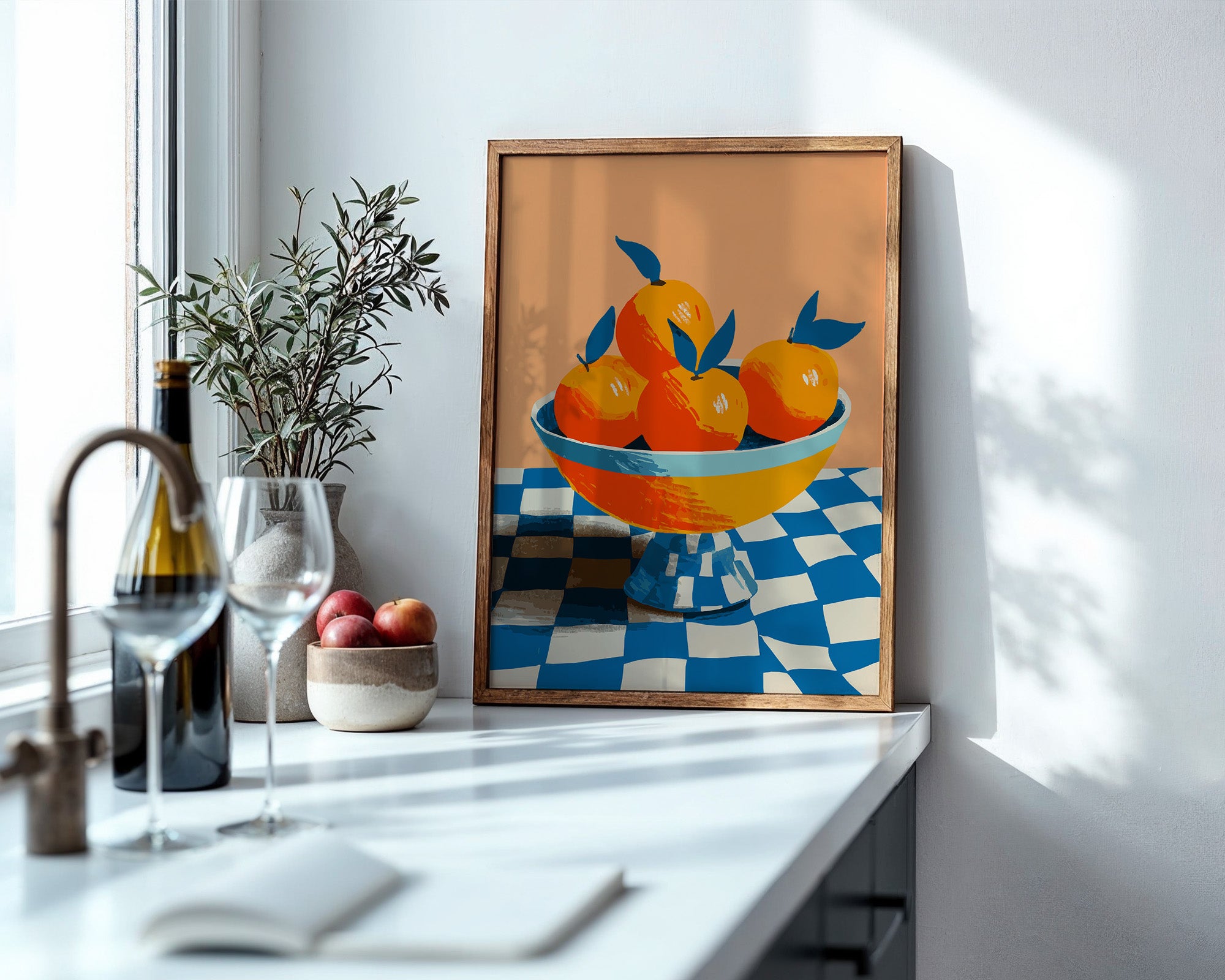 Orangen Schale Checkerboard Retro